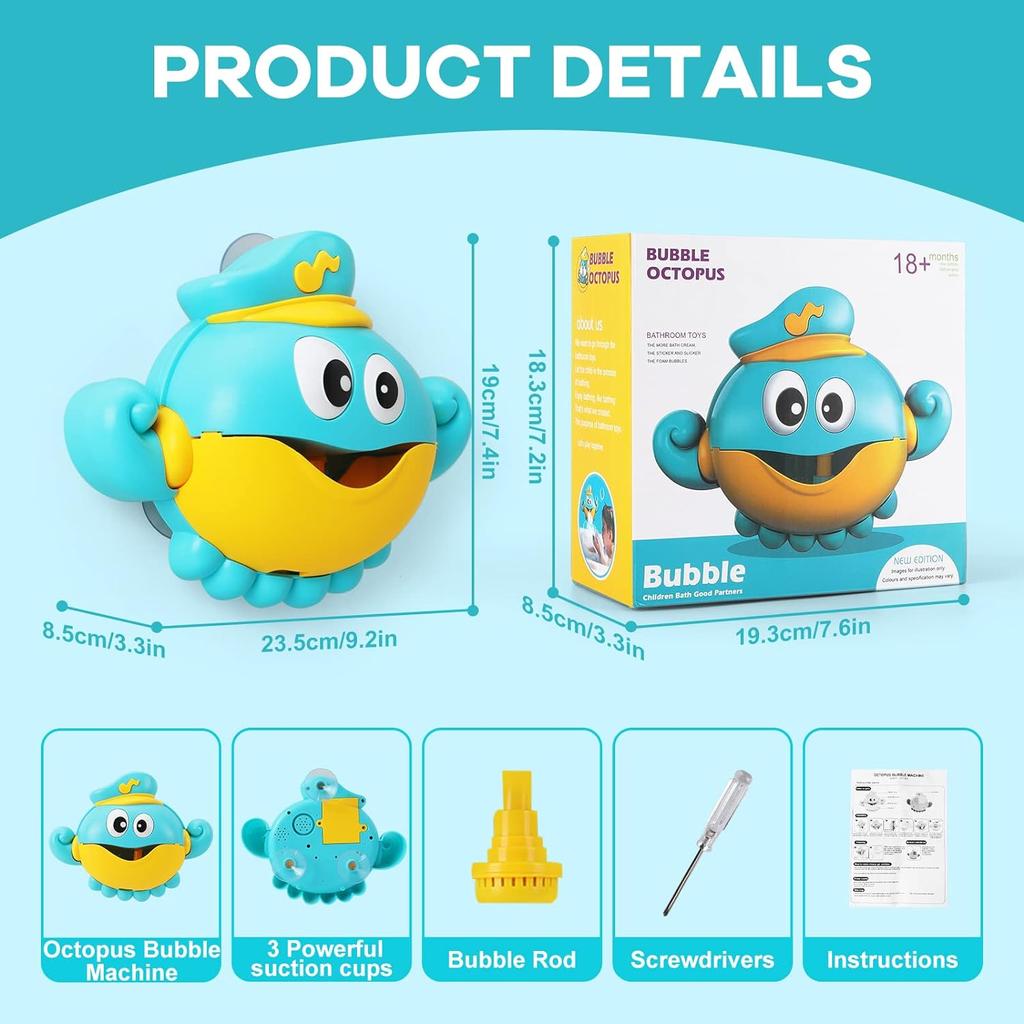Игрушка для ванной, детская игрушка для ванны, машина для пузырей с музыкой, автоматическая машина для изготовления пузырей в виде осьминога, игрушка для ванны для детей от 18 месяцев и старше