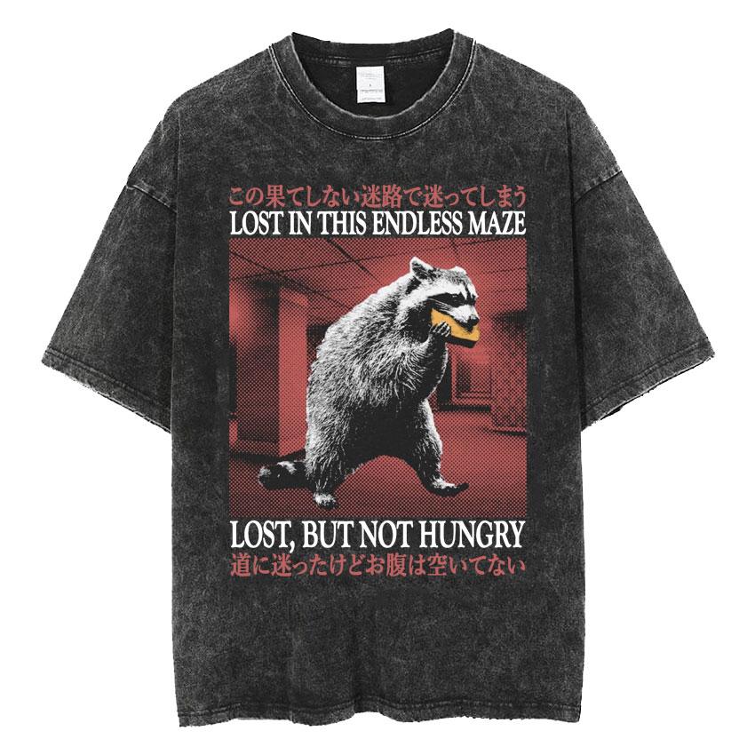 Ужасы бесконечны, но я остаюсь глупым футболка смешная в японском стиле лягушка ретро выстиранная футболка мужские футболки оверсайз топы