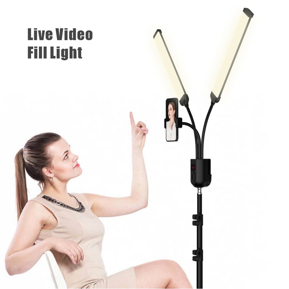 Flexible 2-Arms LED Video Light Photography Fill Light 3000K/4000K/6000K Bi-color Dimmable Timer
