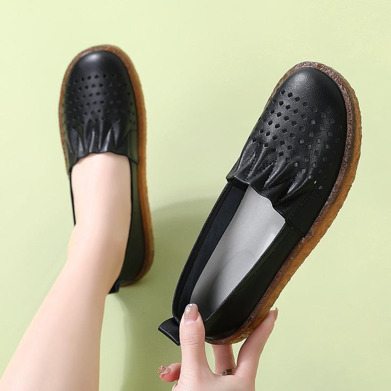 Женские мокасины, лоферы, повседневные, белые, летние, дышащие, мягкие, для медсестры, туфли на плоской подошве, черные, для вождения, для ходьбы, для мамы