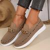 Модная женская обувь 2024 года, женская обувь без застежек из вулканизированной кожи, модная женская повседневная обувь с металлическими украшениями, новые сетчатые кроссовки больших размеров