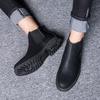 Fashion Chelsea Boots Men Winter Shoes Black Split Leather Boots Mens Footwear Warm Plush Fur Winter Boots For Men 569