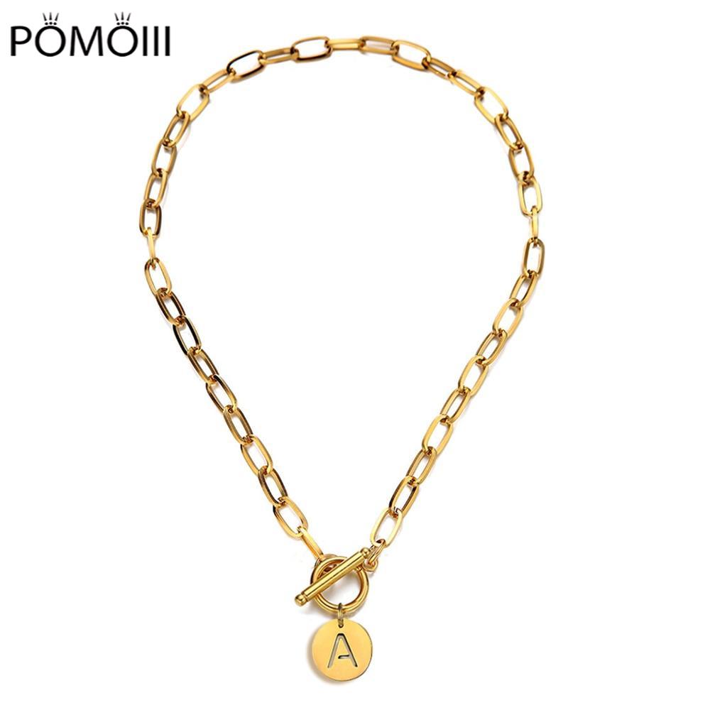 Цепочка с зажимом для бумаги из нержавеющей стали, подвеска с буквами и буквами алфавита, ожерелье для женщин, колье с переключением, ювелирные изделия с именем