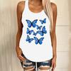 Women's Casual Fashion Loose Round Neck Colorful Butterfly Print Undershirt Tops