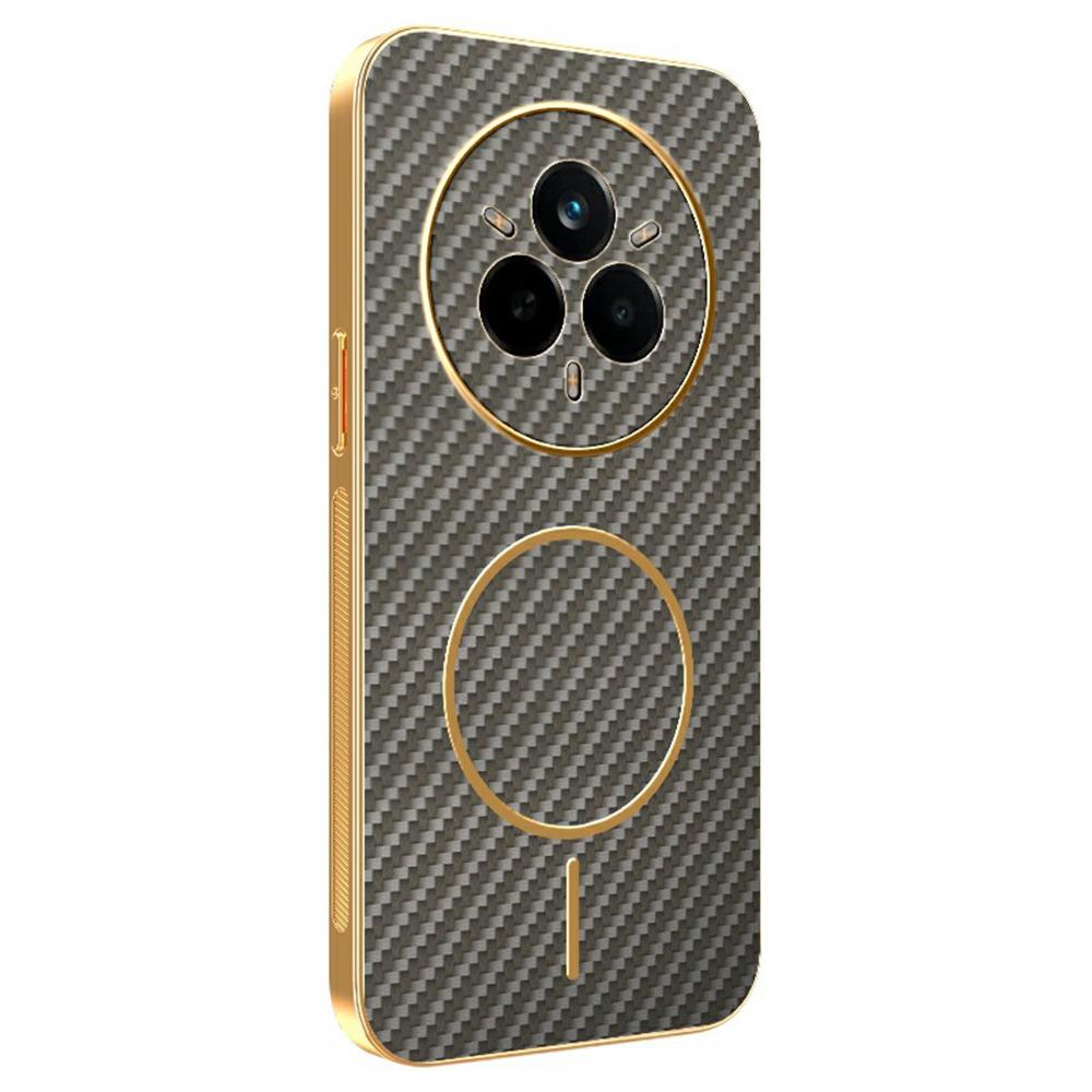 For Realme 14 Pro 5G Phone Case Carbon Fiber Textured Electroplated TPU Back Cover