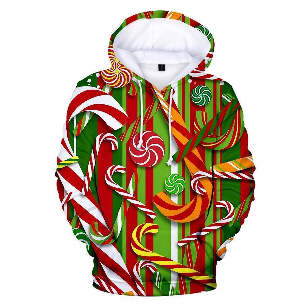 European and American Cross-border New Christmas 3D Digital Printing Men's and Women's Hooded Sweatshirt Santa Claus