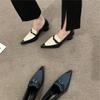 Fashion FHANCHU 2025 Spring Leather Loafers Shoes,Women Pumps,Fashion High Heels,Slip On,Pointed Toe,Front Zip,Black,White,Dropship