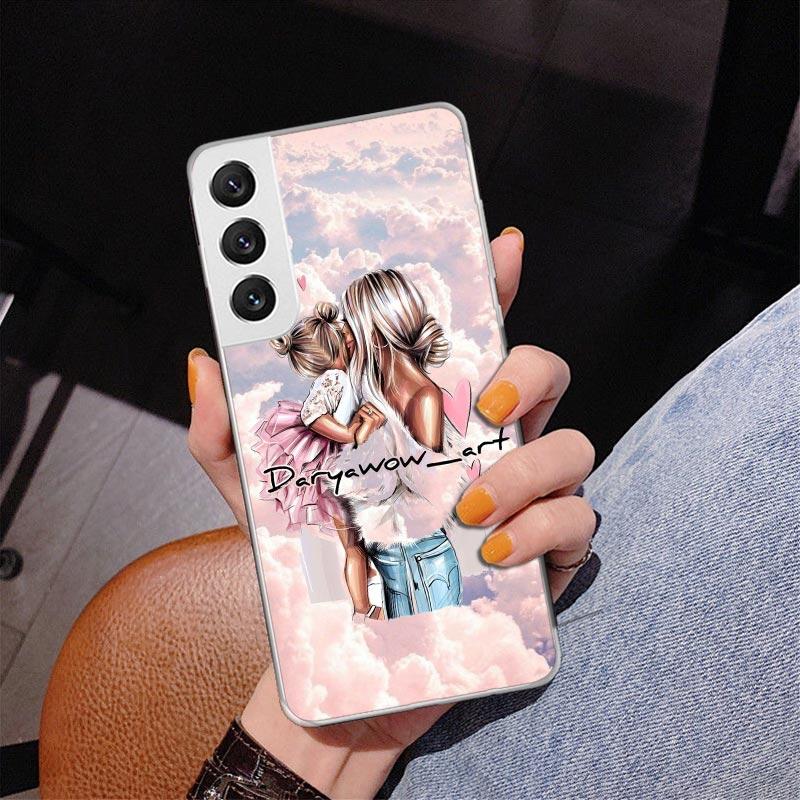 Girl Super Baby Mom Pink Phone Case For Samsung Galaxy S24 S25 Edge S26 Ultra S23 S22 S21 Plus S20 FE + Personalized Print Cover