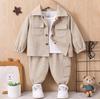 Beige Children's Autumn/Winter Suit: Stylish Baby Boy Long-Sleeve Jacket and Trousers Combo