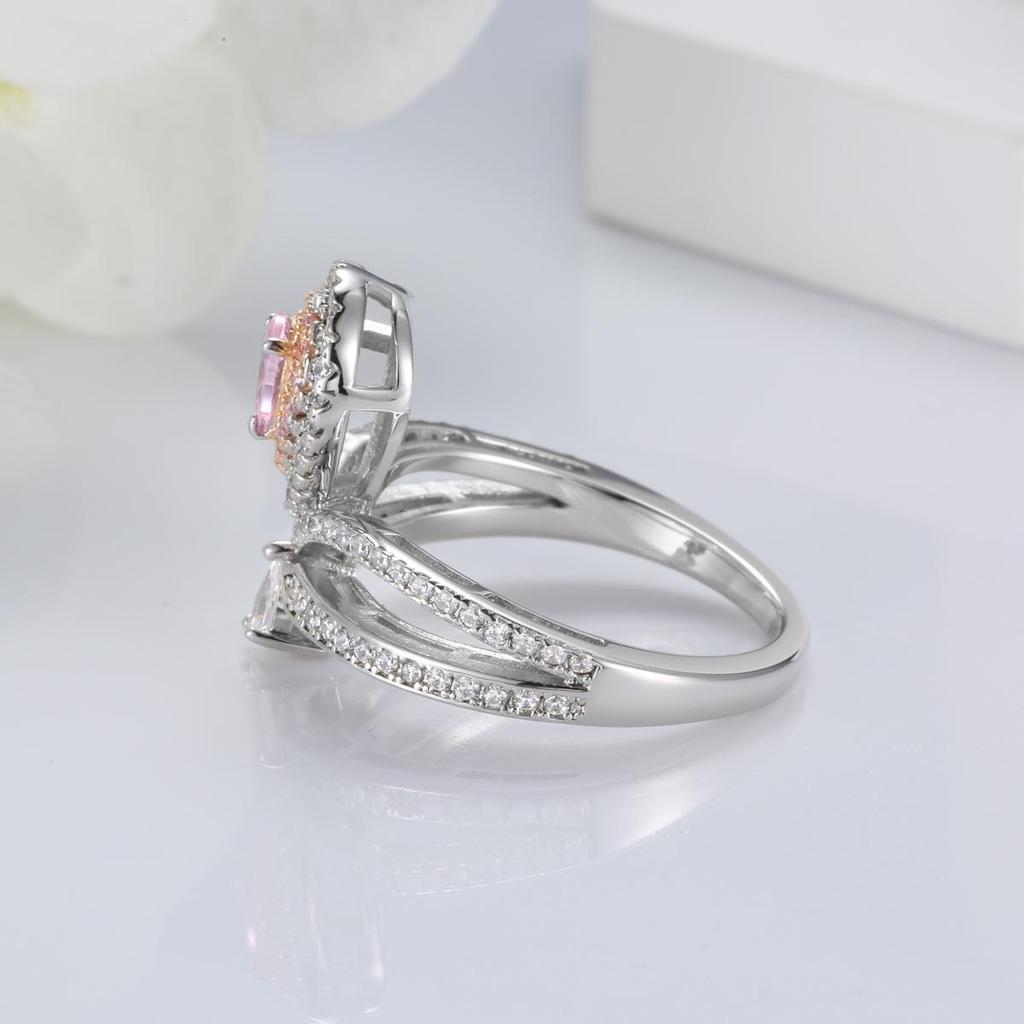 Женское кольцо из стерлингового серебра 925 пробы с розовым бриллиантом в форме капли - Стильное и универсальное