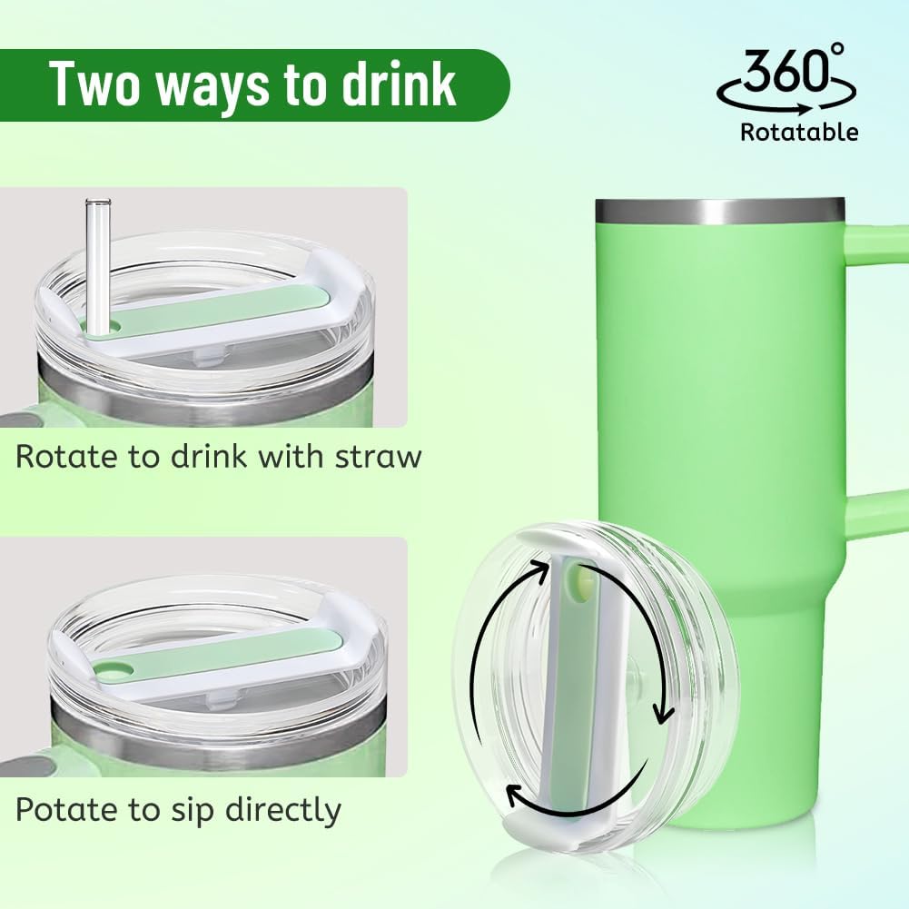 2 Pack Tumbler Lids for Stanley Cup, 40 OZ Replacement Lids Spill Proof Splash Tumbler Covers Fit for Stanley Tumbler Accessories and More Coffee