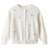 Spring and Autumn Hand-embroidered Flower Children's Sweater Cardigan Jacket Pure Cotton Children's Knitted Cardigan