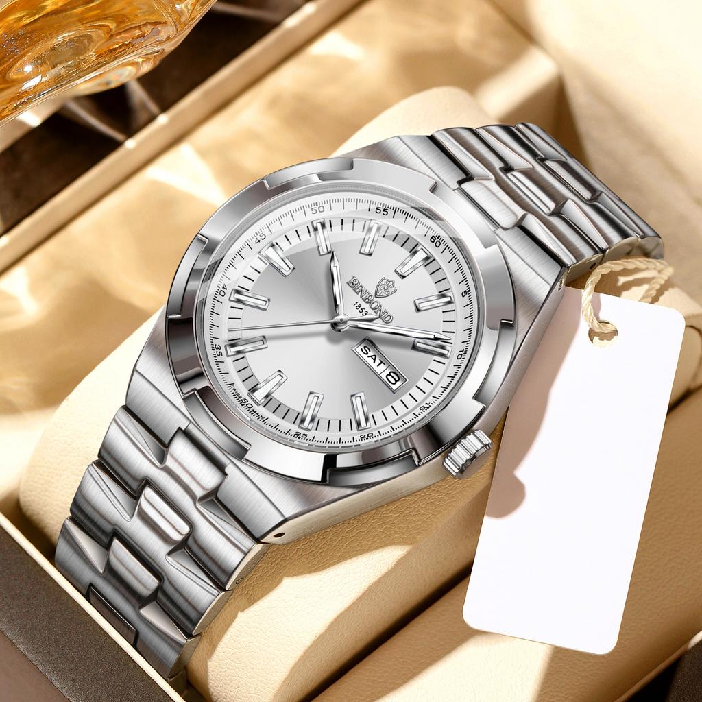 Fashion Mens Watches Luxury Casual Waterproof Watches Luminous Hands Business Date Quartz Stainless Steel Men Watches