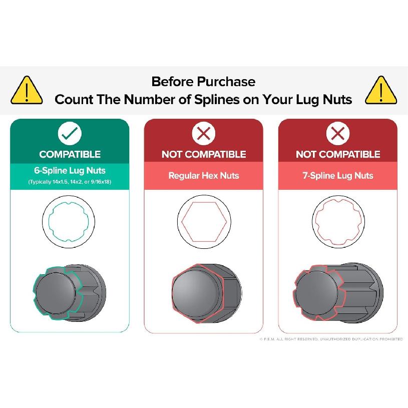 Large 6 Point Spline Drive Tuner Replacement Socket Key Tool for Six Spline Truc