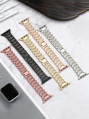 Блестящий ремешок с бриллиантами для ремешка Applen Watch 38 мм 40 мм 41 мм 42 мм 44 мм 45 мм 49 мм S10 42 мм 46 мм Металлический ремешок для iwatch S10 9 8 7 6 5 4 3 2 SE Женский браслет