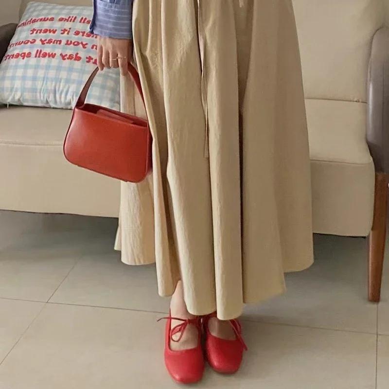 Размер 34-43 женская обувь из натуральной кожи для повседневной носки на низком каблуке классические балетки весна 2025 обувь для офисной леди