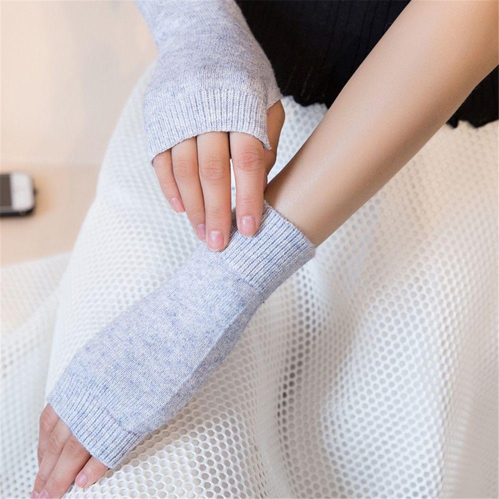 Women Girl Fingerless Sheep Wool Knitted Wool Glove Half Mitten Exposed Finger Wrist Gloves