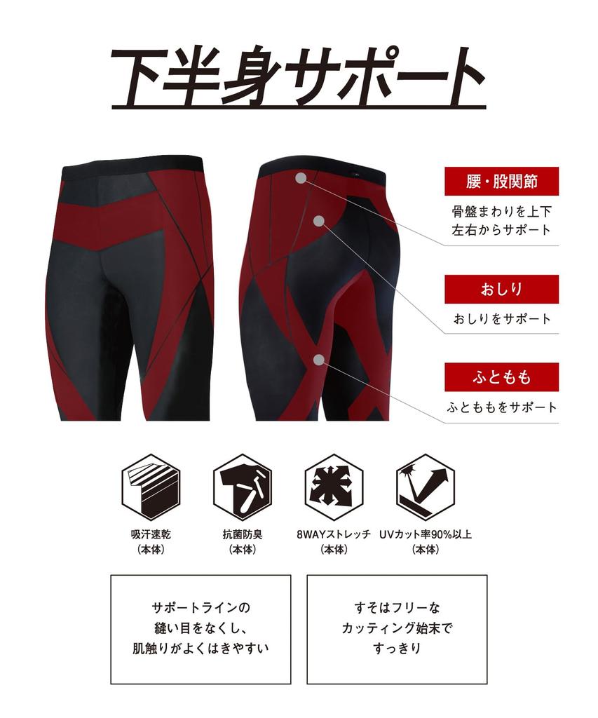 Синие спортивные леггинсы до половины колена, нижняя часть тела, поддержка, мяч для марафона HZO695 BL M [Ceda X/Wacoal] [MEN] (выше длины) (бедра, спина, ягодицы, бедра)