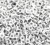 500 PCs Doreen Box Mixed White Alphabet/ Letter Acrylic Cube Beads 6x6mm Square Bead For DIY Bracelet Jewelry Making Findings