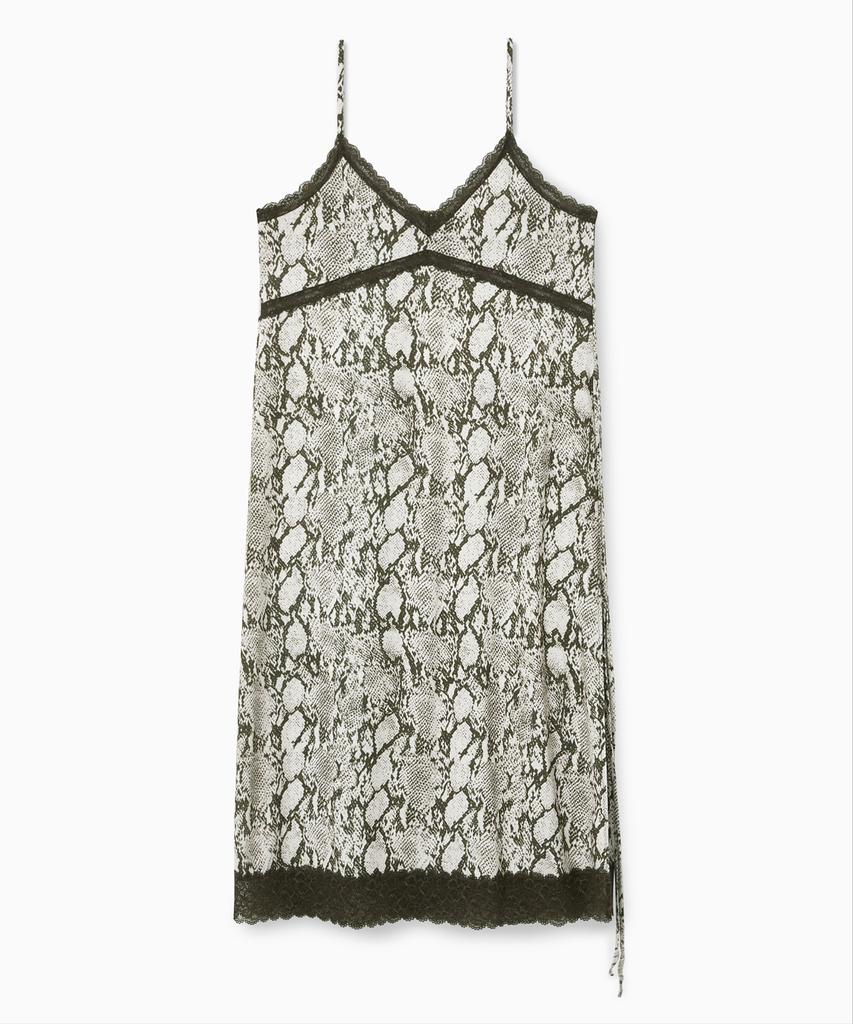 Sio Python Lace Slip Dress Коричневый