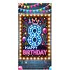 8th Birthday Door Cover 71x35 Inch Neon Glow Birthday Banner for Party Decorations LED Crown Balloon Backdrop Sign for Boys Girls Kids Photo Booth