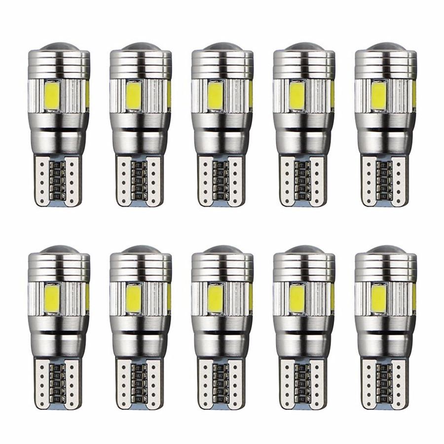 Новые 10 шт. Белый свет T10 501 194 W5W 5630 LED 6SMD Автомобильная габаритная лампа, потолочный свет для чтения