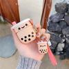 Wild Simulation Gift Silicone Ladies Car Accessories Pearl Milk Tea Keychain Bag Pendant Key Rings