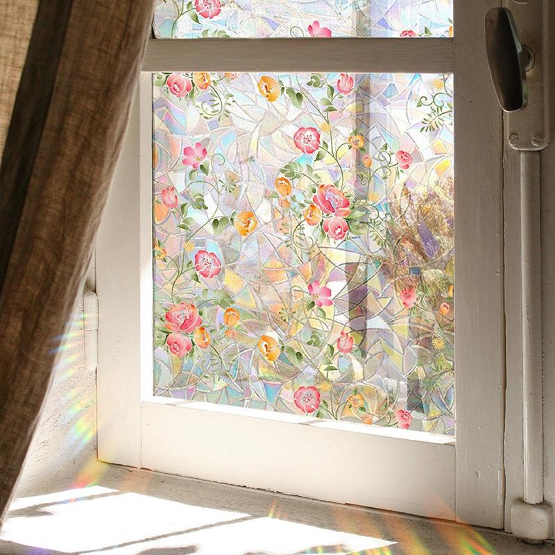 Green Plant Vine 3D Glass Film Application Sunshade Window Sticker Home Decoration Stickers Flower Shaped Window Film Home Decor
