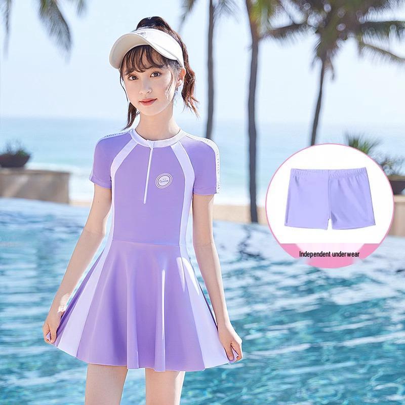 2024 Купальник-юбка для девочек - Летняя тренировочная купальная одежда для детей маленького, среднего и большого роста