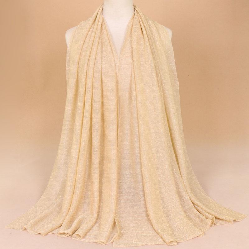 Autumn New Gold Thread Nylon Scarf For Women Girls Solid Color Sunscreen Scarves Soft Foulard Viscose Female Wrap Shawls