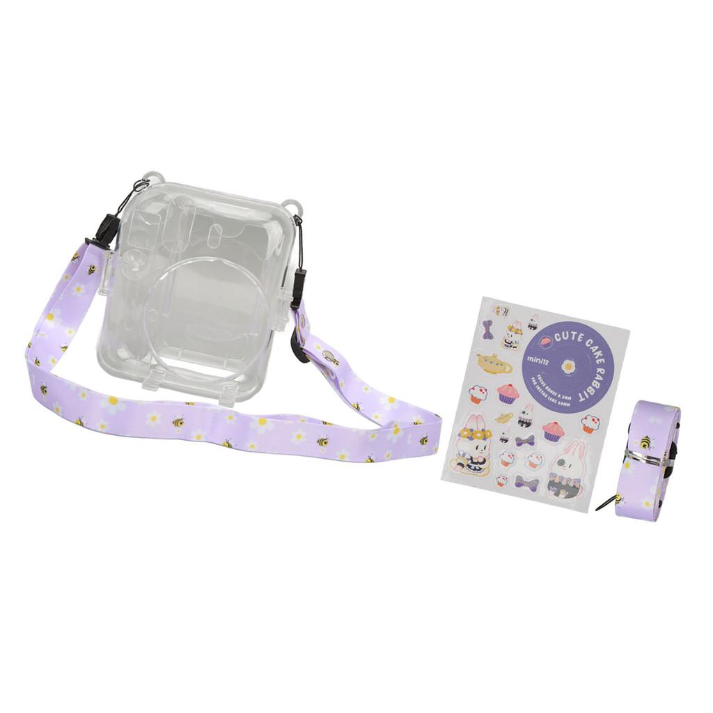 Комплект чехла для моментальной камеры Плечевой ремень Наклейка Чехол для камеры Прочный Защитный прозрачный чехол для камеры для Instax Mini 12