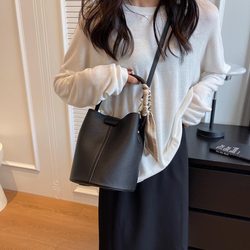 Новая модная универсальная однотонная сумка-ведро, портативная на плечо, через плечо, женская сумка