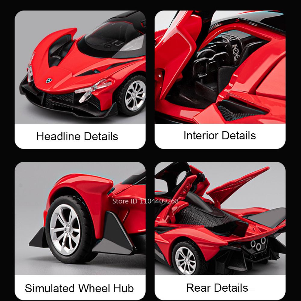 1:36 Scale Apollo EVO AE86 Sports Car Model Toy Music Light Doors Opened Pull Back Miniature Models Boys Hobby Ornaments