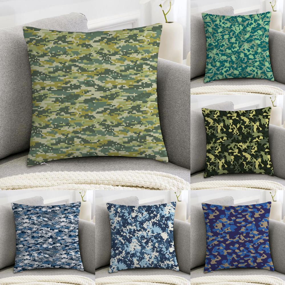 Classic Camo Pattern Cushion Cover Soft Plush Fabric DoubleSided Printed Sofa Cushion Cover for All Seasons Home Decor Gift