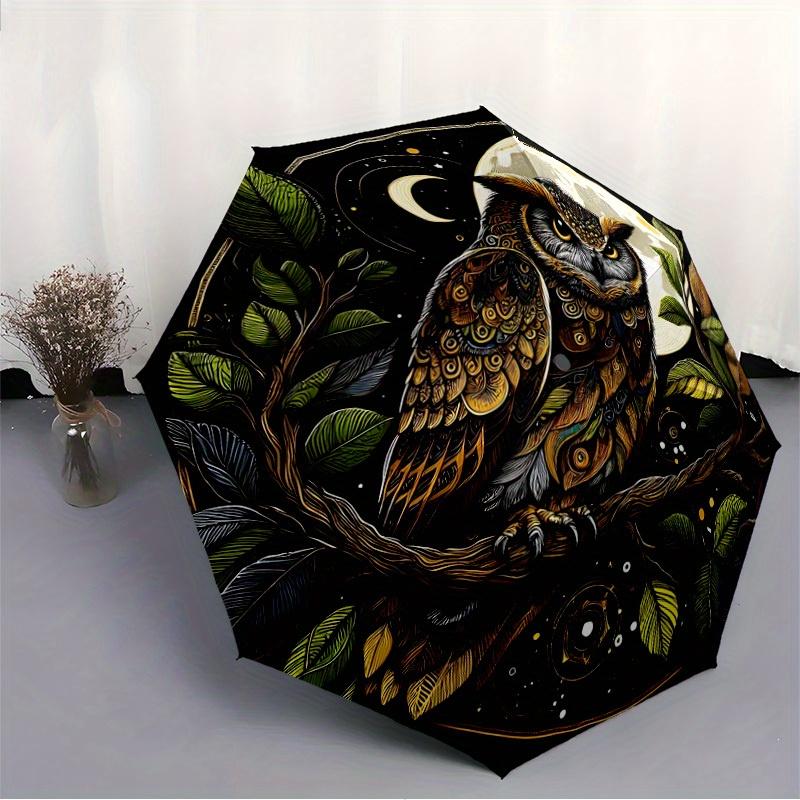 1pc Night Owl Print Automatic Open/close Folding Umbrella, Compact Portable Travel Umbrella,Durable Construction yy250814132