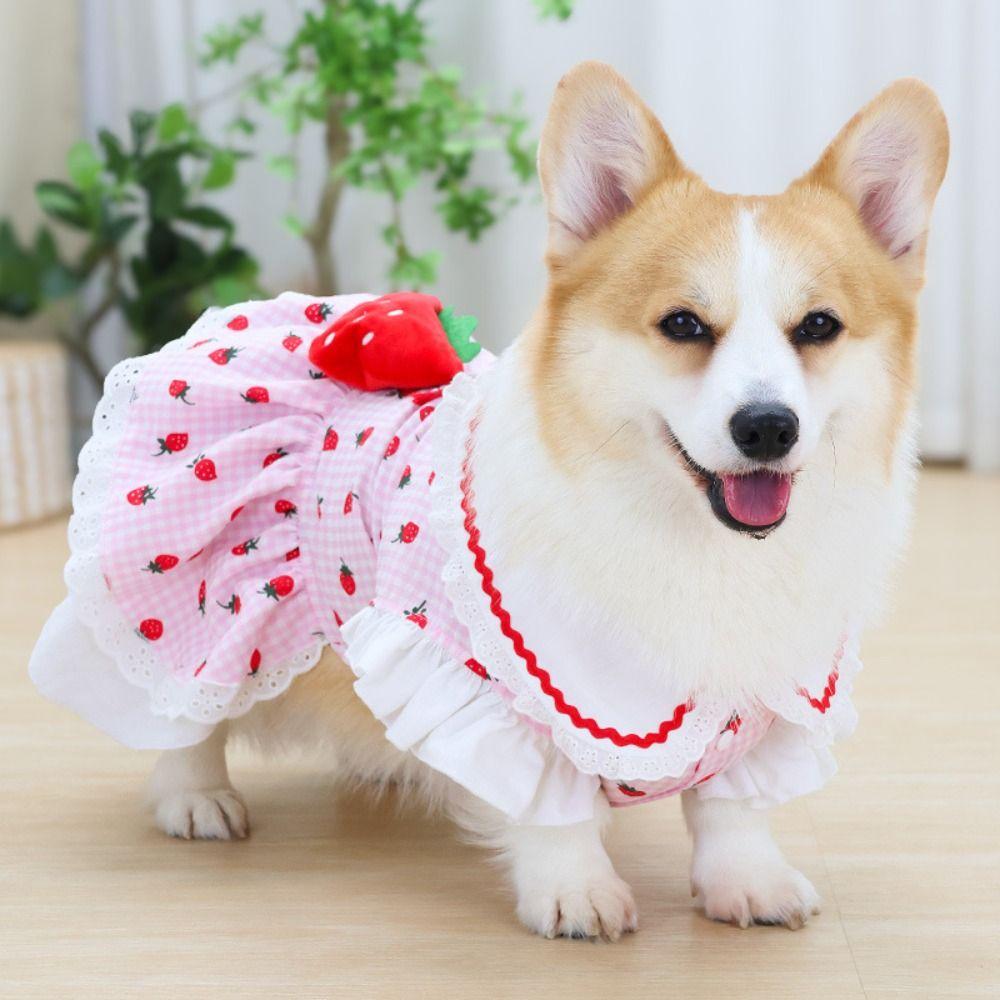Breathable Pet Strawberry Dress Soft Pet Summer Clothes Fashion Dog Vest  Autumn