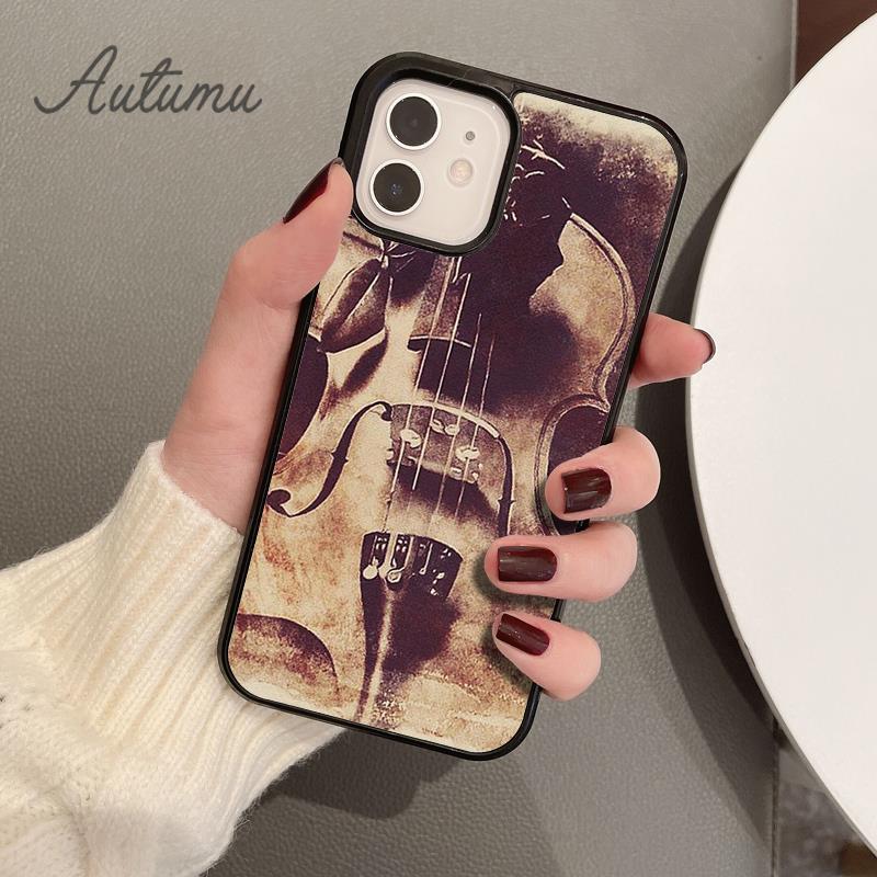 Деревянный Чехол для Телефона Скрипка Виолончель для iPhone 17 Air 15 16 16e 11 12 13 14 Pro Max Plus Чехол coque Fundas Оболочка