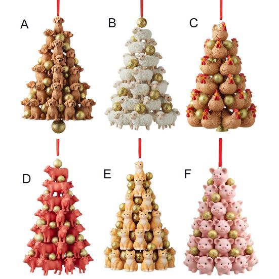 Подвеска-пирамидка с животными, Подвеска на новогоднюю елку с животными, 2D акриловое подвесное украшение для рождественской елки, брелок для рюкзака, для автомобиля