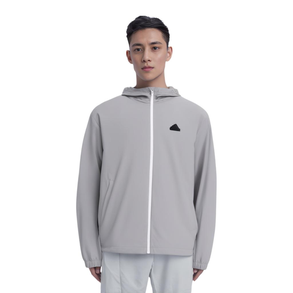 adidas Функциональная спортивная повседневная куртка с капюшоном на молнии с длинным рукавом мужская куртка ледяного серого цвета JD5735