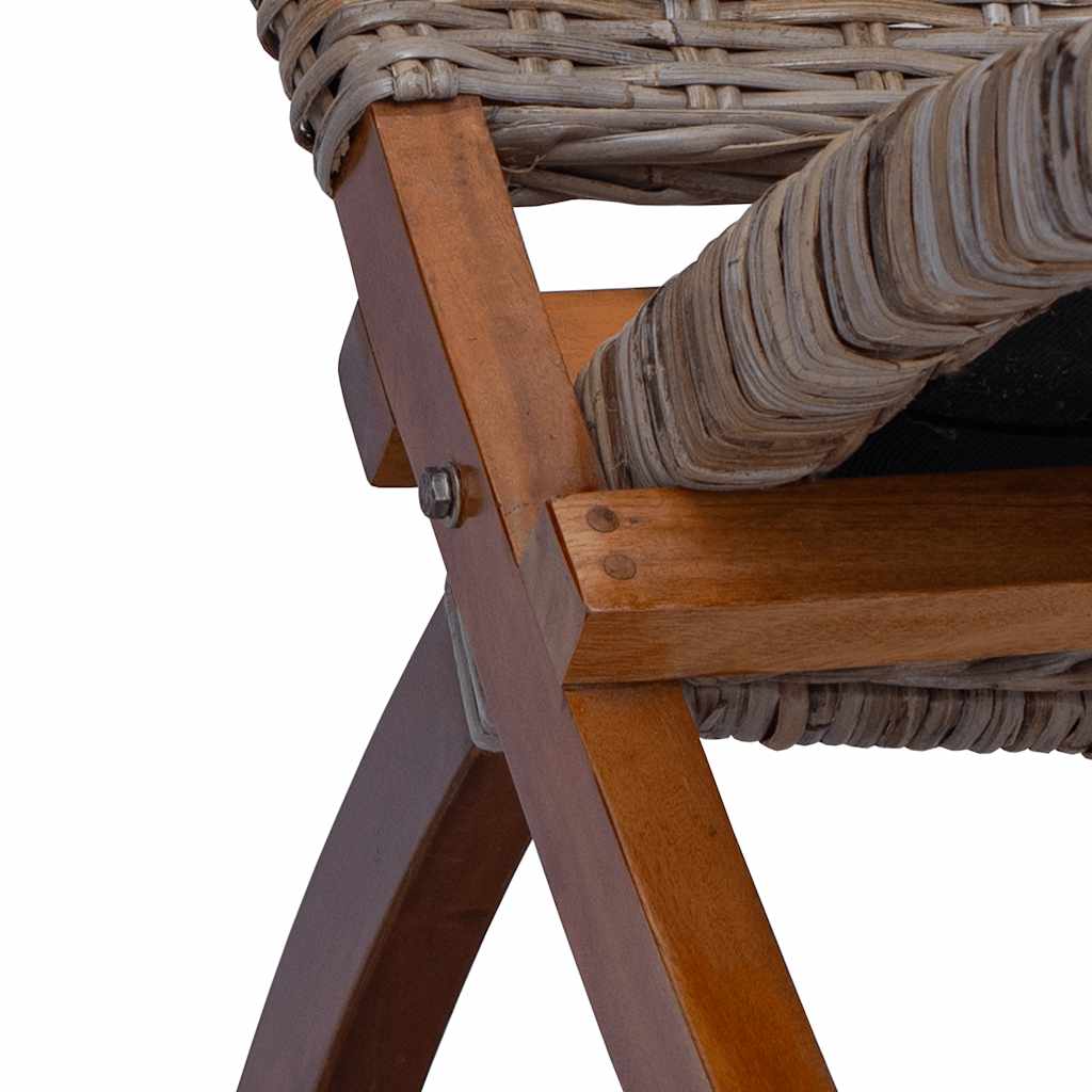 Relax Chair in Natural Kubu Rattan and Solid Mahogany Wood