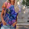 Women Summer T Shirt Butterfly Print Retro Fashion Short Sleeve Tees Casual   Printed  Tops