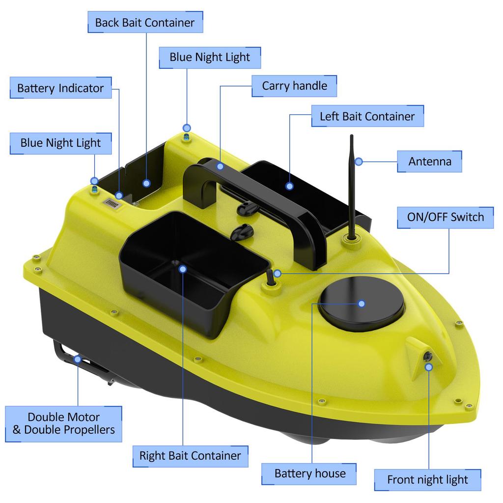 GPS Fishing Bait Boat with 3 Bait Containers Automatic Bait Boat with 400-500M Remote Range