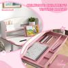 Height Adjustable Kids Study Table And Chair Set With Drawer Storage Shelf 80 X 54.5 X 104 Cm Pink