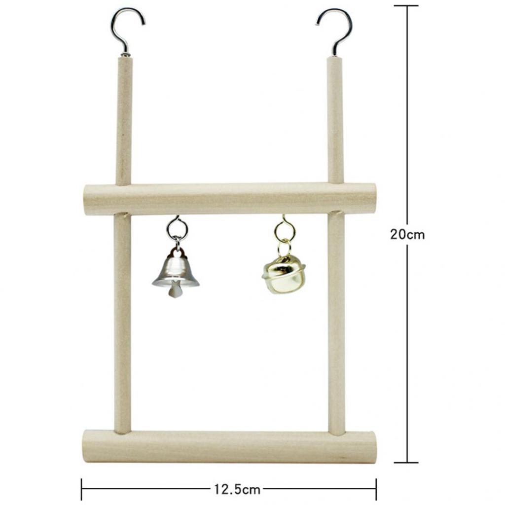 Wood Pet Bird Parrot Parakeet Cockatiel Hanging Bell Stand Cage Swing Chew Toy