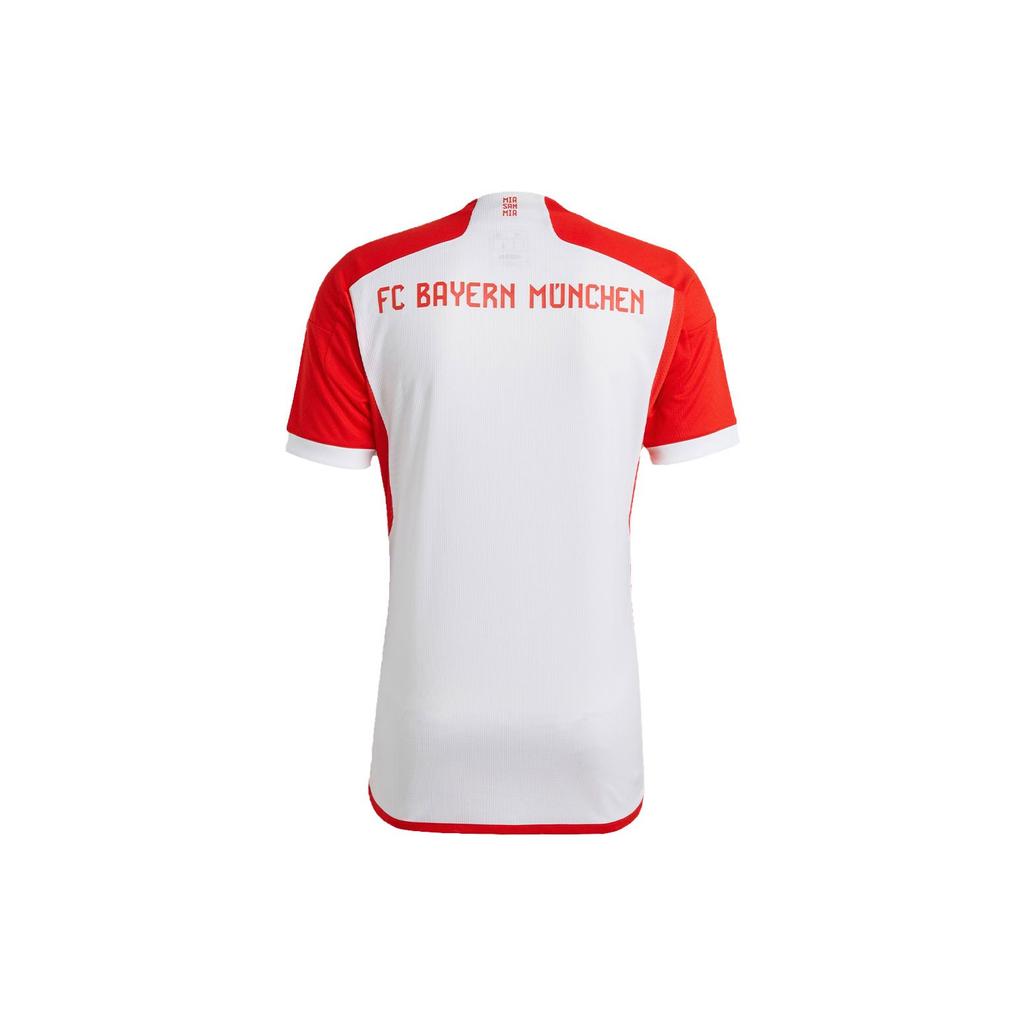 Adidas Домашняя форма Баварии Мюнхен с буквенным логотипом Спортивная футбольная майка с коротким рукавом Мужские топы Красный Белый IJ7442