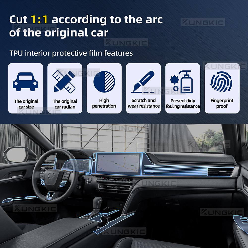 Invisible TPU Interior Protective Film Set 8/12.3 inch Screen For Toyota Camry 2025-UP Anti-scratch Sticker With Install Tool
