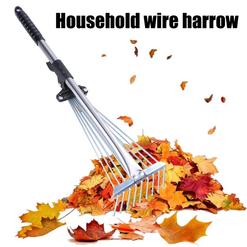 Телескопические металлические грабли Регулируемые садовые грабли для листьев Кемпинговые грабли Расширяемые металлические грабли для садов, цветников, садовые грабли
