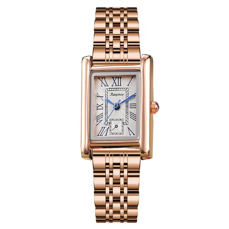Квадратные женские кварцевые часы из нержавеющей стали - Модный дизайн высокого класса