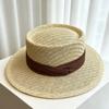 Big eaves hat children summer travel beach hat seaside British flat top papyrus hollow sunshade sun straw hat