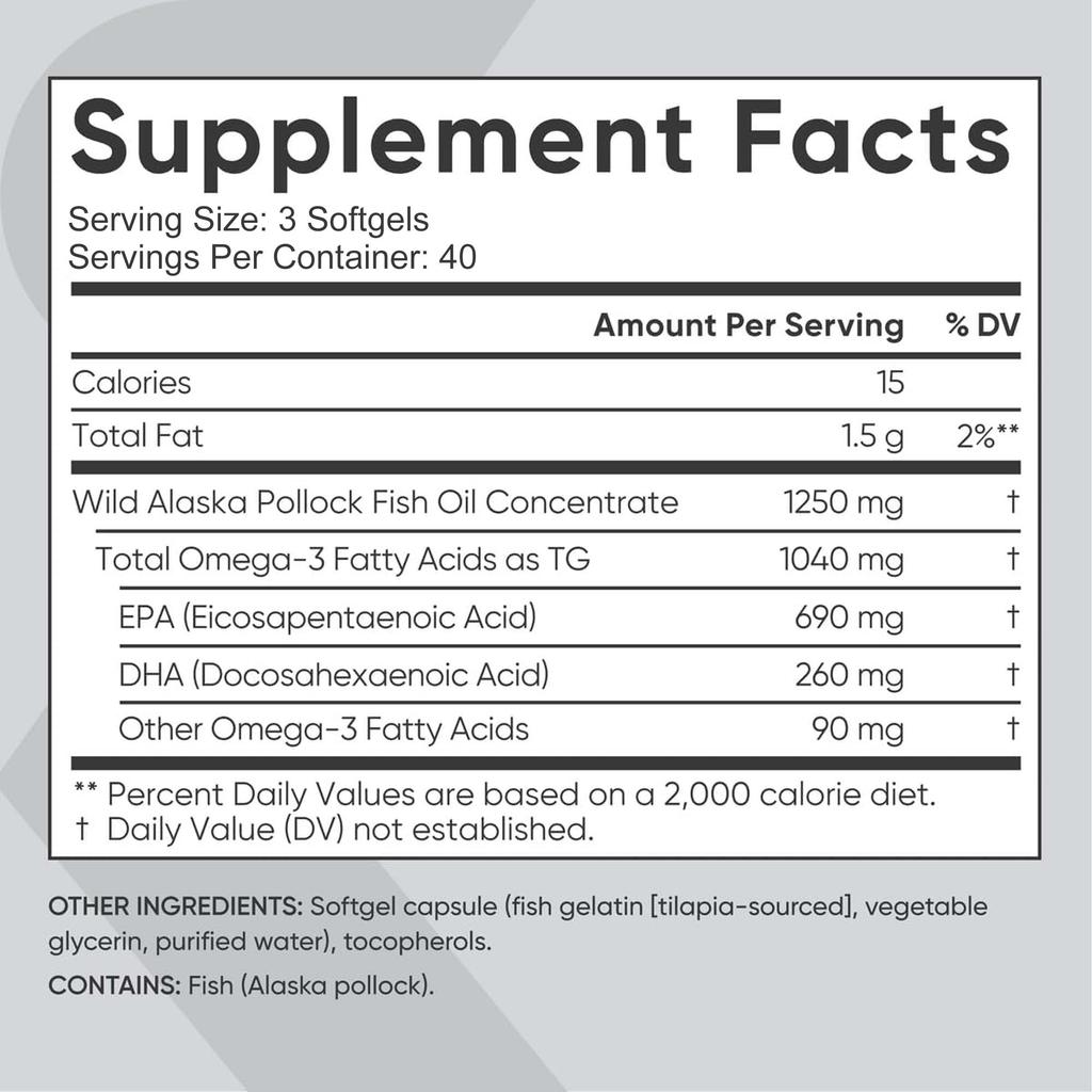Pslalae - Omega-3 Fish Oil Capsules - Heart, Brain, and Joint Health
